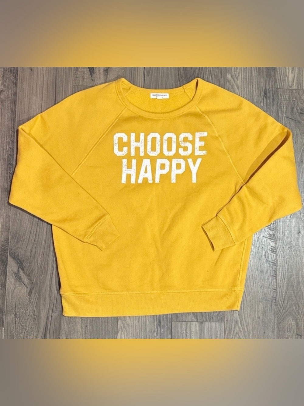 Grayson Threads Yellow "Choose Happy" Pullover Sweatshirt